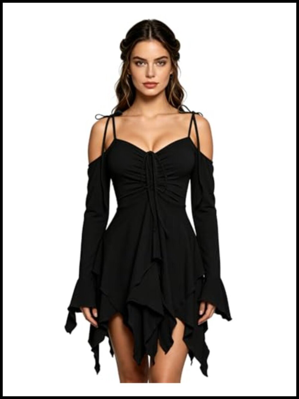 Adjustable Fairycore Mini Dress Gothic Renaissance Y2K for Women